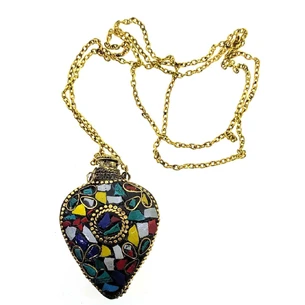 Aromacoulon Heart bronze inlaid with stones (5.5x4.5x2 cm)