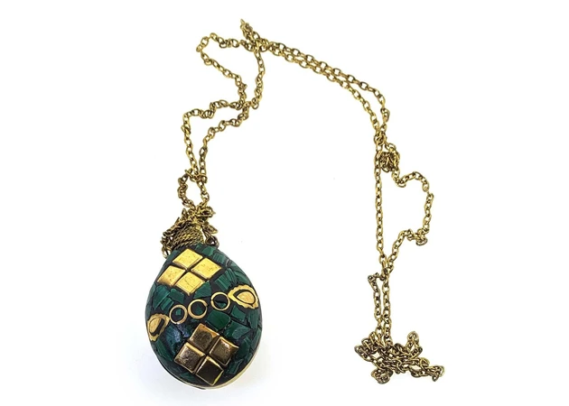 Фото 1 - Aromacoulon bronze with malachite inserts (5.5x4.5x2 cm)