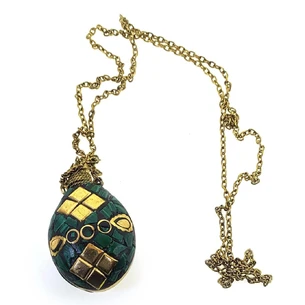 Aromacoulon bronze with malachite inserts (5.5x4.5x2 cm)