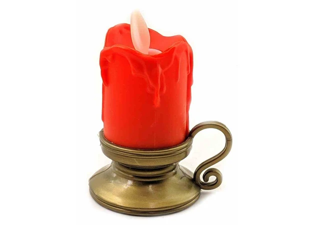 Фото 1 - Candle with LED lighting with a moving flame red (9x7x5.5cm)