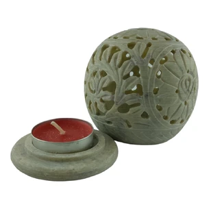 Candlestick Aroma smoker made of soapstone (8.2 x 8 x 5.1 cm)