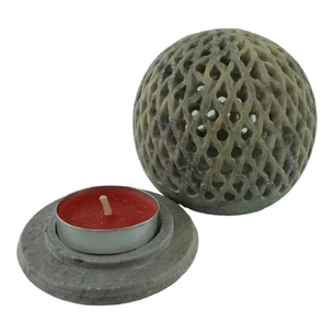 Candlestick Aroma smoker made of soapstone (8 x 7.8 x 4.8 cm)