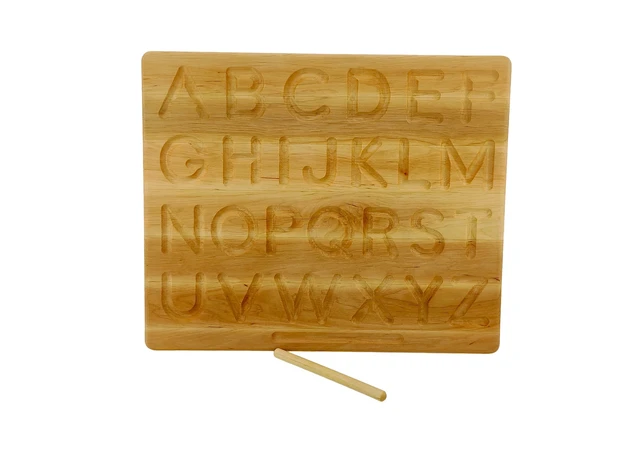 Фото 1 - English alphabet, according to the Montessori system (35*29*1.8cm), alder massif, stylus-2pcs, covered with linseed oil