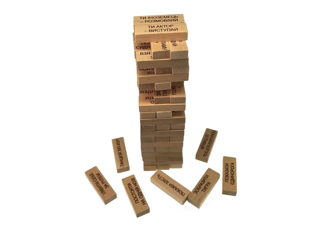 Фото 1 - Board game Jenga with phantoms, in Ukrainian language (60 bars) (28.5x7x7 cm) solid wood