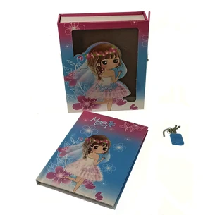 Notebook with lock for girls blue (2 keys) (16.5x13x3.5 cm)