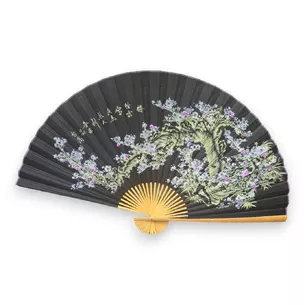 Wall fan Sakura on a black background fabric (122x6x211 cm)