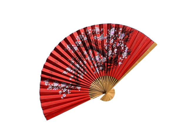 Фото 1 - Sakura wall fan on a red fabric background (122x6x211 cm)