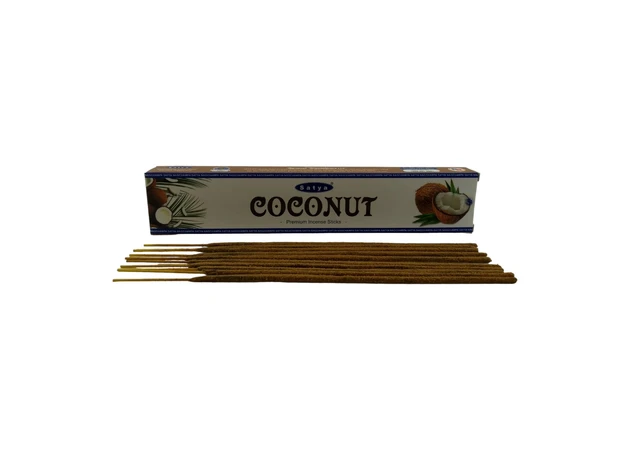 Фото 1 - Coconut premium incence sticks (Кокос) (Satya) пилковий пахощі 15 гр.