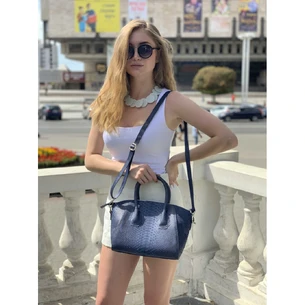 Сумочка зі шкіри пітона синя (37х37х17 см)