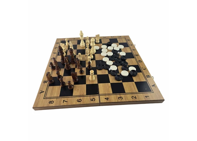 Фото 1 - Game set of backgammon, chess, checkers. (47.5x47.5x2 cm)