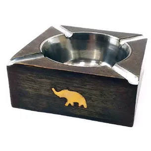 Square wooden ashtray Elephant (10x10x4 cm)