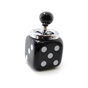 Ceramic ashtray with a lid Black dice (13x10x10 cm)