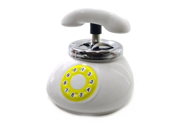 Фото 1 - Ashtray with a lid ceramic Telephone white (12.5x11.5x13 cm)
