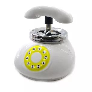 Ashtray with a lid ceramic Telephone white (12.5x11.5x13 cm)