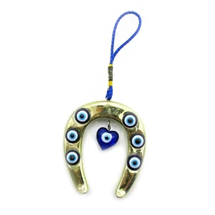 Amulet from the evil eye with a golden horseshoe (7.5x8.5x1 cm)