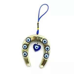 Amulet from the evil eye with a golden horseshoe (7.5x8.5x1 cm)