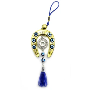 Amulet from the evil eye with a golden horseshoe and pearls (8.8 cm)