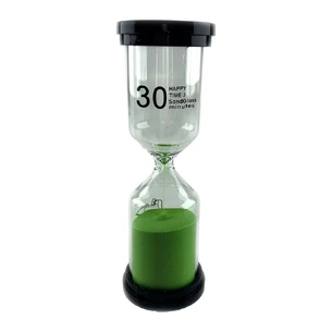 Hourglass 30 min green sand (13.5x4.5x4.5 cm)