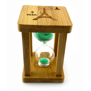 Часы песочные в бамбуке Time is Money зеленый (3 мин) (9,5х6,5х6,5 см)