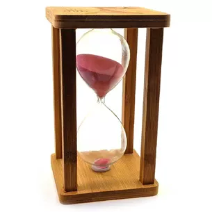 Sand clock in bamboo Time is Money pink (20 min) (16.5x10x10 cm)