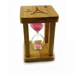 Годинник пісочний в бамбуку Time is Money рожевий (3 хв) (9,5 х6, 5х6, 5 см)