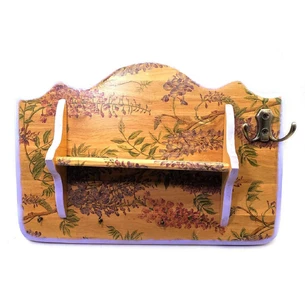 Key holder hanger Lavender, with a shelf, solid wood (24x35 cm.)