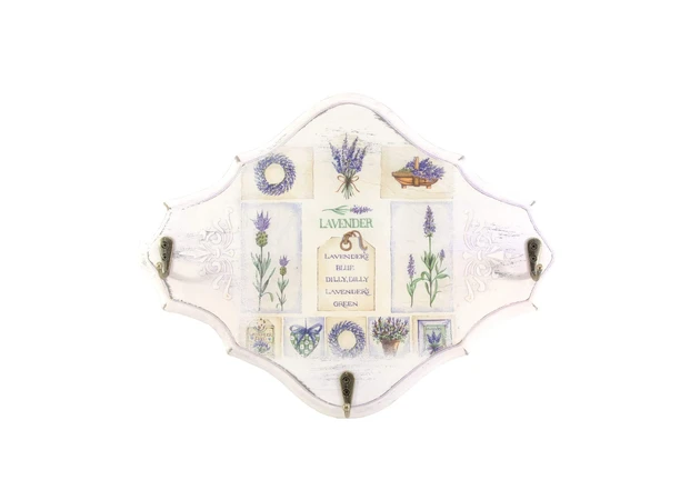 Фото 1 - Lavender key holder hanger, solid wood plaques (32x25 cm.)