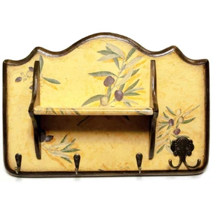 Olive key hanger, with a shelf, solid wood (24x35 cm.)