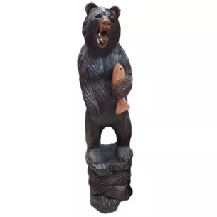 Ведмідь із рибою з дерева суара (150х40х40 см)