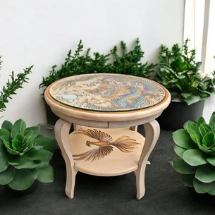 Coffee, coffee table Blue Dragon of the East (d-530mm.h-480mm). solid wood