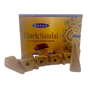 Black Sandal Backflow Dhoop Cone (Черный сандал)(Satya) 10 cones in a package