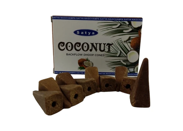 Фото 1 - Coconut Backflow Dhoop Cone (Кокос)(Satya) 10 конусів в упаковці