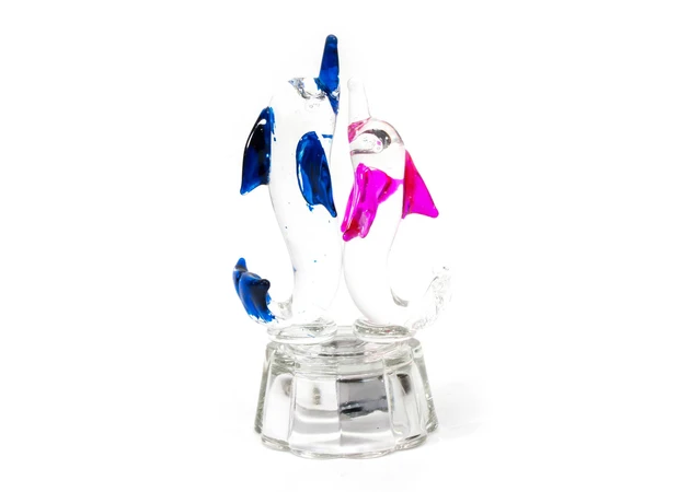 Фото 1 - Crystal pair of dolphins with illumination (9x5x4 cm)