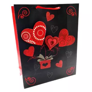Пакет подарочный картонный с аппликацией Love (30х38х12 см)