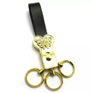 Keychain for keys with a leather strap Rhinestones 19387 A