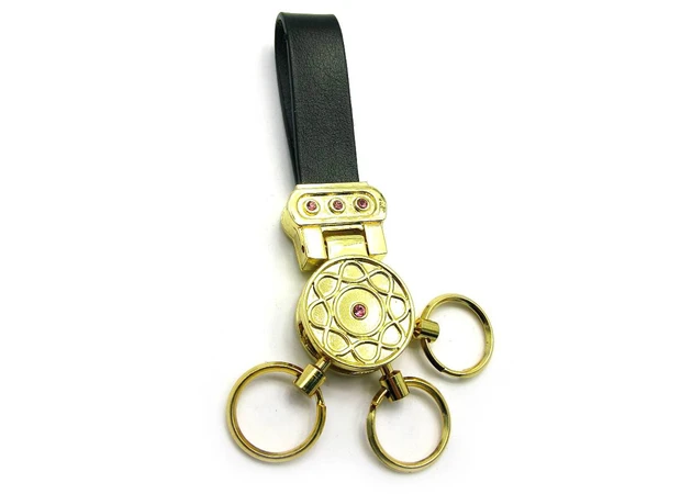 Фото 1 - Keychain for keys with a leather strap Rhinestones 19387 B