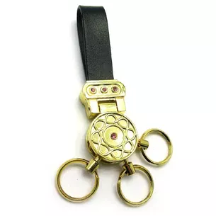 Keychain for keys with a leather strap Rhinestones 19387 B