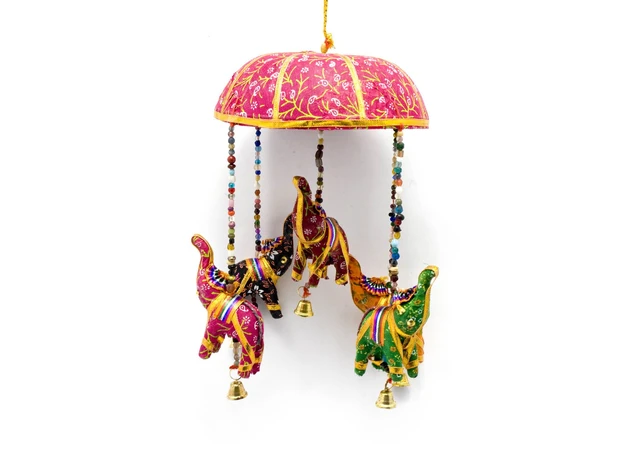 Фото 1 - Pendant with a bell Elephants fabric (35x13x13 cm)