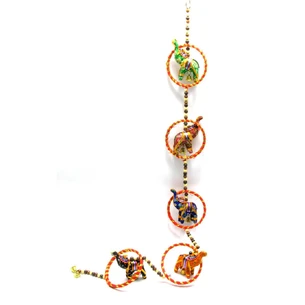 Pendant with a bell Elephants fabric (90 cm)
