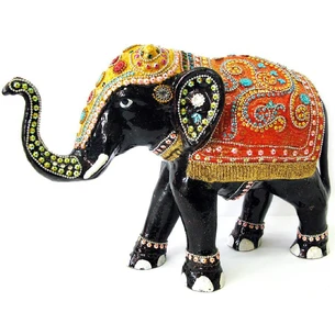 Metal elephant with inlay (40x28x16 cm)
