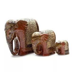 Ceramic elephants 3 pcs (19.5x18.5x11cm 12x12x8cm 7x7.5x4.5cm)