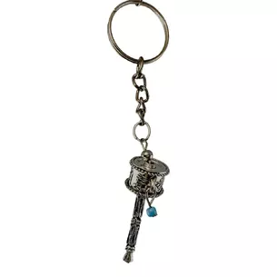 Keychain Prayer Drum blue bead (4x4x1.5 cm)