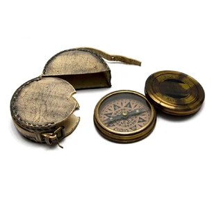 Bronze compass in leather case Librurnia warship (d-8, h-2 cm)
