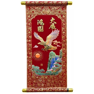 Red panel Eagle against the background of mountains (40x20 cm)