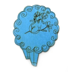 Wood magnet Year of the Blue Wooden Lamb 2015