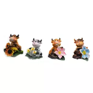 Refrigerator magnet Cow with flowers (6x4 cm)