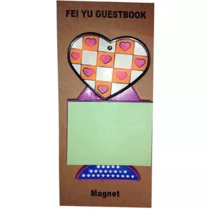 Fridge magnet heart with sticker (9x5 cm) X