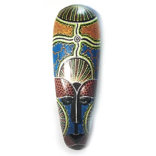 Painted wooden mask (50x15x2.5 cm)
