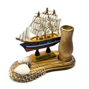 Model of a sailboat with a handle stand (14x10.5x7 cm)
