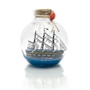 Model of a sailboat in a bottle (11x10x10 cm)